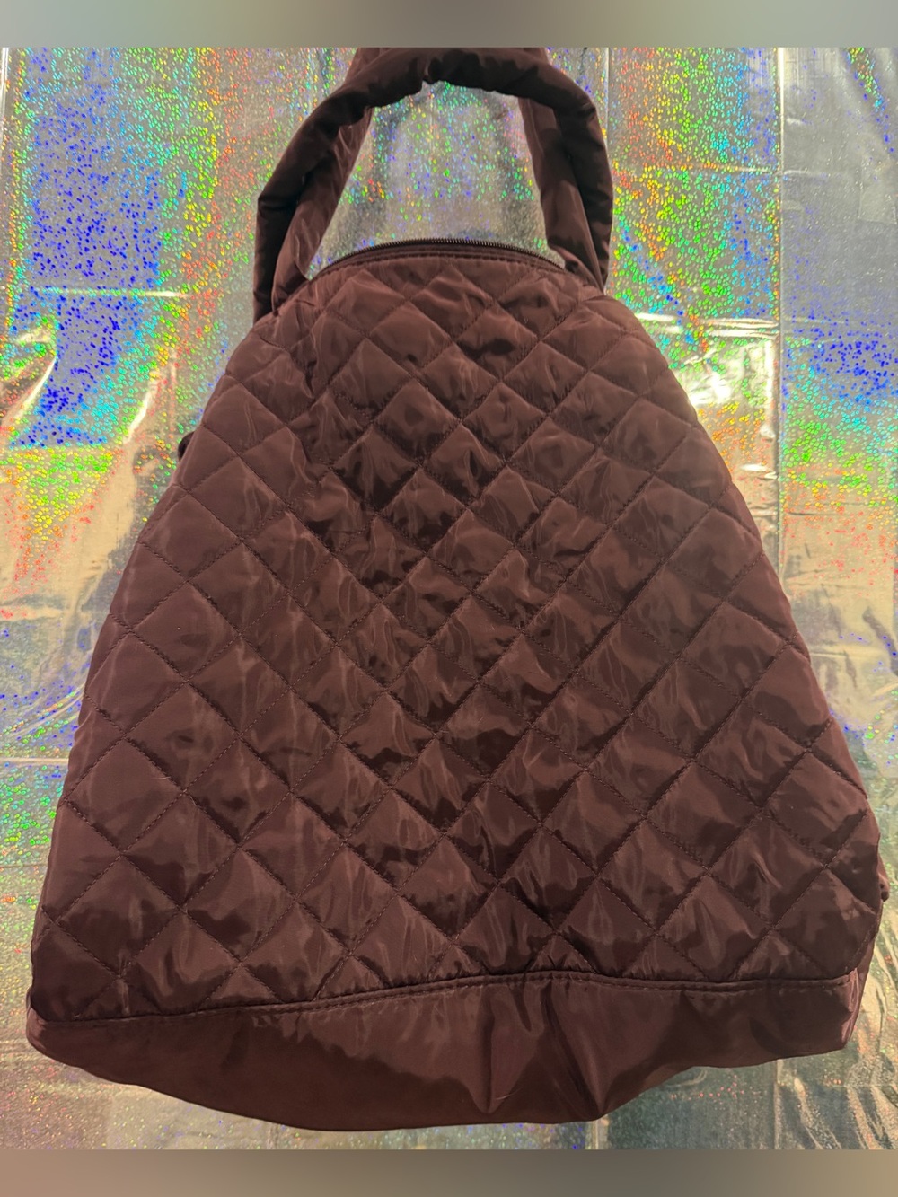 DSW Quilted Nylon Weekender Travel Tote Bag Plum Burgundy Overnight Carryall